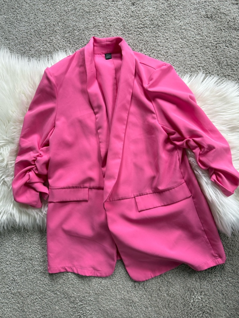 Classic Pink Open-Front Blazer Jacket